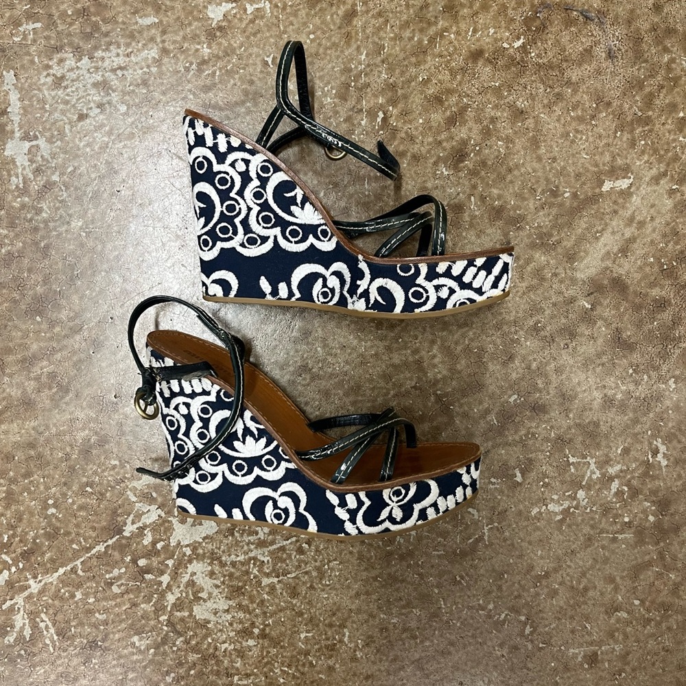 Miu Miu Black and White Wedge Heels